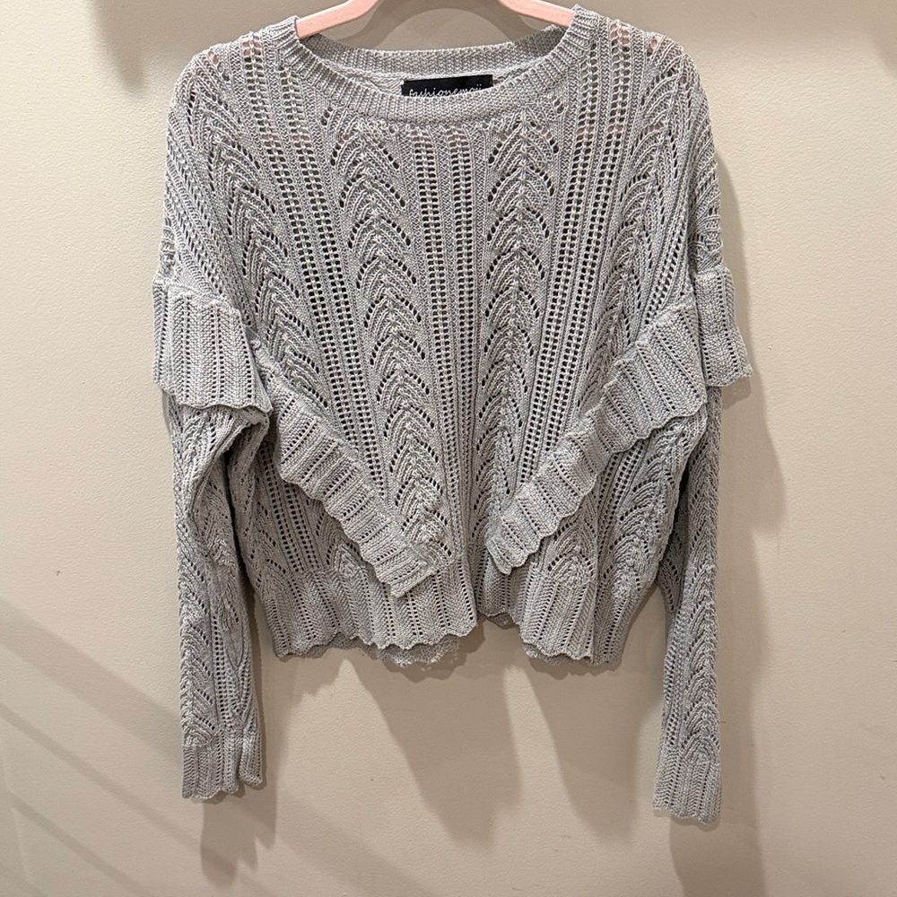 Gray Knit Sweater- semi sheer